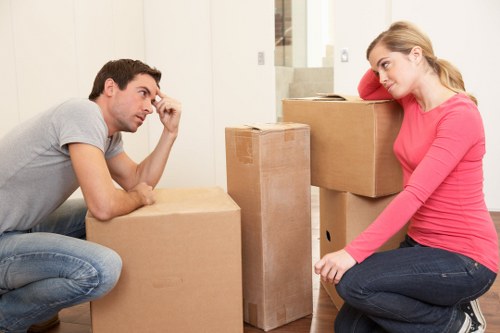 Packing boxes labeled for moving
